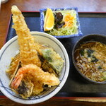 Marutako - 上天丼とミニたぬき蕎麦のセット