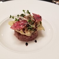 DADA - 宮古産　穴子のフリット　トリュフ香る生サラミと赤ワインのリゾット