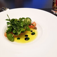 DADA - 八幡平　虹鱒のマリネ　新玉葱のムースとクレソンのサラダ