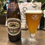 湯～とぴあ宝 オープンカフェ - よなよなエールと瓶ビール