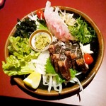 居酒屋ハイカラ - 鰹のタタキとネイリの刺身♡