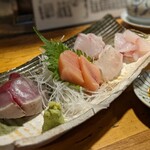 天史朗鮨 - お刺身盛合せ（〆鯖、カジキマグロ、石鯛、平目、ミシマオコゼ）