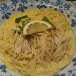 鎌倉パスタ たまプラーザ店 - ランチセット：蒸し鶏とグリーンアスパラのレモンクリームパスタ