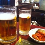 明秀苑 - 調子に乗って頼んだ生ビール大ジョッキ(^^ゞ