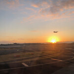 Plaza Premium Lounge - take-off as the Sun rises 