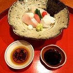 御料理 古川 - お刺身、山葵醤油とポン酢で