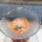 寿司栄 - イクラの裏越しの中に白子