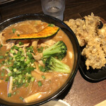 柿屋 うどん - ♪カレー南蛮うどん¥780 舞茸天¥170