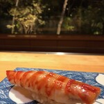 一心鮨 光洋 - Soy marinated Miyazaki prawn　地物の車海老の漬け