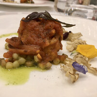 Ristorante IL PRINCIPE - 国産鮟鱇のリヴォルノ風フレーゴラサルダ　ムカゴ芋　下仁田葱