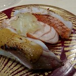 廻転寿司　まぐろ問屋 めぐみ水産 - 炙り寿司3点盛り