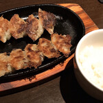 GYOZA BAR 鐵 - 餃子2種（クロガネの焼き ニンニクの焼き）ライス
「クロガネには昆布しお」とオススメされましたが
そのまま（何も付けなくても）で 美味しい