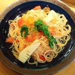 魚光 - 裏メニュー！寿司屋のパスタ！名物の土佐酢で作った春野菜のカッペリーニ　絶品！