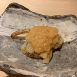 すし岩瀬 - 墨烏賊のゲソの炙りとこのこ