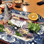 千鳥の荘 風の樹 - 夕食（サバとアジの刺身）