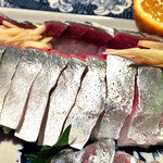 千鳥の荘 風の樹 - 夕食（サバの刺身）