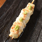 Chicken fillet skewer with wasabi
