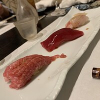 鮨いずみ - 大トロ　赤身　真鯛昆布締め