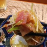 玄海鮨 - ナスの田楽 白髪ネギ ベーコンと一緒に