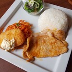 星乃珈琲店 - 生姜焼き＆カニクリームコロッケプレート￥830＋税(H31.1.15撮影)