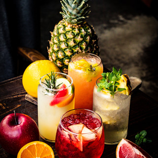 A wide selection of specialty drinks including wine and fruit cocktails