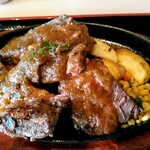 今回のステーキ、低温調理で柔らかい