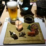 Supa Ando Gadenzu Yuraku - 前菜と生ビール