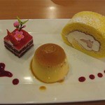 Purieru - ケーキセット　おまかせ３種盛り