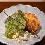 座屋 - 地物伊勢海老の海老フライ 四万十あおさ 菊芋入り自家製タルタルソース