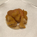 タカヤマ - うにと…よく見たらゴリラ…なかぼちゃ♬
      遊び心ありますね！ゴリラは、シリコンで
      型抜きし急速冷凍（マイナス30ぐらい）
      やはり家庭では真似できない。
      こんな一つ一つに丁寧な仕事がしてあるとは。