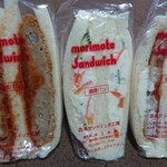 Morimoto Sandoicchi Koubou - 左からメンチカツ、ポテト、フィッシュ各サンドイッチ