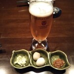 個室みちのく旅籠 ゆるり屋次郎 - 先付とビール