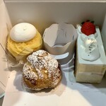 モンブラン - 【今回買ったケーキたち】左からモンブラン、シュークリーム、いちごのショートケーキ