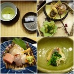丹巌洞 - お茶と羊羹、先付、向付