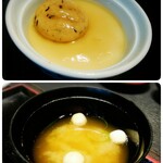 隨縁亭 - 蟹と若筍の玉〆 銀餡掛け／味噌汁