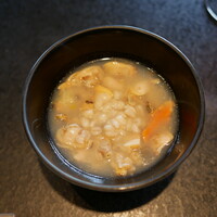 鉄板焼 さがみ - 貝と野菜のスープ