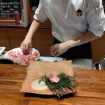 和牛 まつした - ●おまかせｺｰｽ9000+ｺｰｽﾎﾙﾓﾝ500+ﾄﾛﾀﾝﾕｯｹ2500+和牛ｼｸﾞﾚ煮500+生B 780X2+ｽﾊﾟｰｸﾘﾝｸﾞﾜｲﾝ5000=19,060円 2020年01月