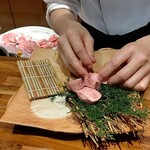 和牛 まつした - ●おまかせｺｰｽ9000+ｺｰｽﾎﾙﾓﾝ500+ﾄﾛﾀﾝﾕｯｹ2500+和牛ｼｸﾞﾚ煮500+生B 780X2+ｽﾊﾟｰｸﾘﾝｸﾞﾜｲﾝ5000=19,060円 2020年01月