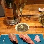 和牛 まつした - ●おまかせｺｰｽ9000+ｺｰｽﾎﾙﾓﾝ500+ﾄﾛﾀﾝﾕｯｹ2500+和牛ｼｸﾞﾚ煮500+生B 780X2+ｽﾊﾟｰｸﾘﾝｸﾞﾜｲﾝ5000=19,060円 2020年01月