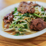 宝来家 - "韭菜豬肝（ニラレバ、ぶたきもとこみらのいためもの）"