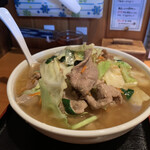 一発ラーメン はしご屋 - ファイト一発ラーメン極太麺、肉増し、ニンニク増し