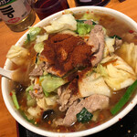 一発ラーメン はしご屋 - ファイト一発ラーメン、肉増し、地獄増し