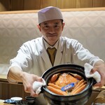 食事　松葉ガニの炊き込みご飯