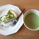 Cafe Shizuku - グリーンチーズケーキお抹茶セット