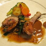 リストランテ サクラ - イノシシ（骨付きロース　サルシッチャ　フィレ）自家製粒マスタード