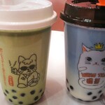 タピオカ専門店 猫茶 - 持帰りで頼んだ
★抹茶(左)　★青空:バタフライピー(右)