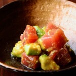 Tuna and avocado with wasabi soy sauce