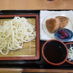 湯快爽快ちがさき店 お食事処 - ざるうどん＋焼おにぎり2020.01.26