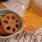 Kajiya Bunzou - （2012/3月）お通しと生ビール