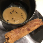 フランス料理 タンモア - 前菜２ジビエのフリックとごぼうのポタージュ